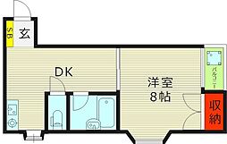 トレジャ・ハウス 1DKの間取図画像