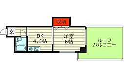 リアン中央 1DKの間取図画像