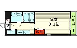 ウエストサイドリバー1番館 1Kの間取図画像