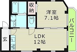 土居マンション 1LDKの間取図画像