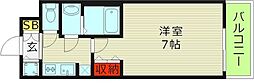 クレアート大阪EASTG4 1Kの間取図画像