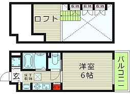 エステムコート大阪城前OBPリバーフロント 1Kの間取図画像