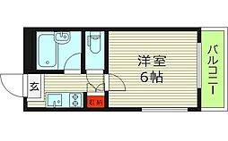 フローラル横堤 1Kの間取図画像
