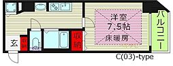 エスライズ桜ノ宮 1Kの間取図画像