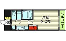 プレサンス鶴橋トレヴィエ 1Kの間取図画像