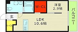 ラージヒル鶴見緑地 1LDKの間取図画像