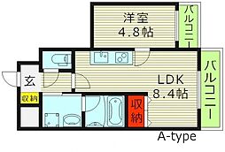 プレジオ都島 1LDKの間取図画像
