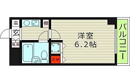 アクエルド都島 1Kの間取図画像