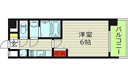 プレリス鶴見緑地グランガーデリア 1Kの間取図画像