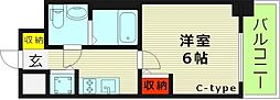 エスリード大阪城 1Kの間取図画像