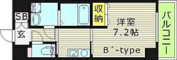 クレール高殿ラクラス高殿 1Kの間取図画像