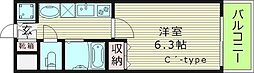 プレサンス城北公園アクアージュ 1Kの間取図画像