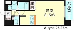 プレサンス城北公園アクアージュ 1Kの間取図画像