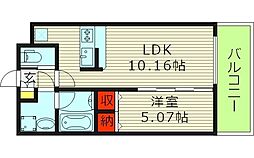 プレジオ城東中央 1LDKの間取図画像