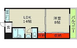 桜宮ハイツ 1LDKの間取図画像