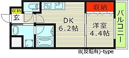 プレジオ都島 1DKの間取図画像