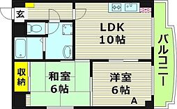 アイキューブ都島 2LDKの間取図画像