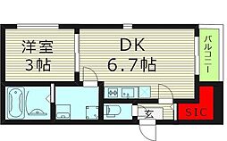 ハーモニーテラス大今里2 1LDKの間取図画像