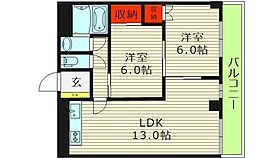 グランドピュア'90 2LDKの間取図画像
