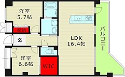 ソレアード鶴見 2LDKの間取図画像