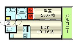 プレジオ城東中央 1LDKの間取図画像