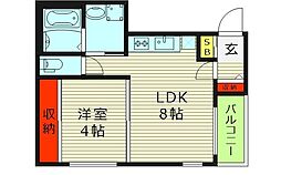 ハーモニーテラス千林 1LDKの間取図画像