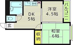 レジデンスアムール 2DKの間取図画像