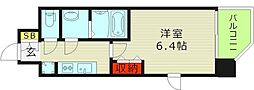 レオンコンフォート京橋 1Kの間取図画像