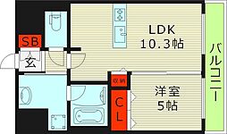 プレサンス玉造駅前 1LDKの間取図画像