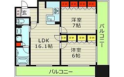 リーガル大阪城東 2LDKの間取図画像