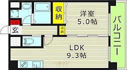 ウィンズコート今福西 1LDKの間取図画像