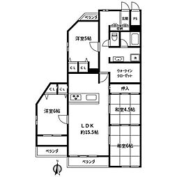 アバンテ香里ケ丘 4SLDKの間取図画像
