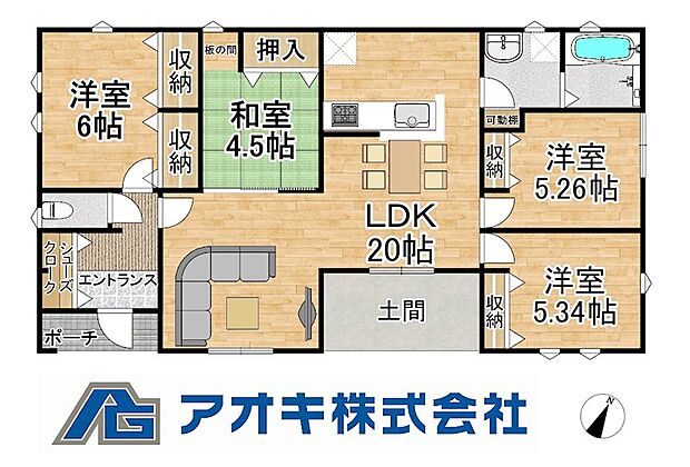 4LDK　敷地面積：346.01m2、建物面積：91.42m2
