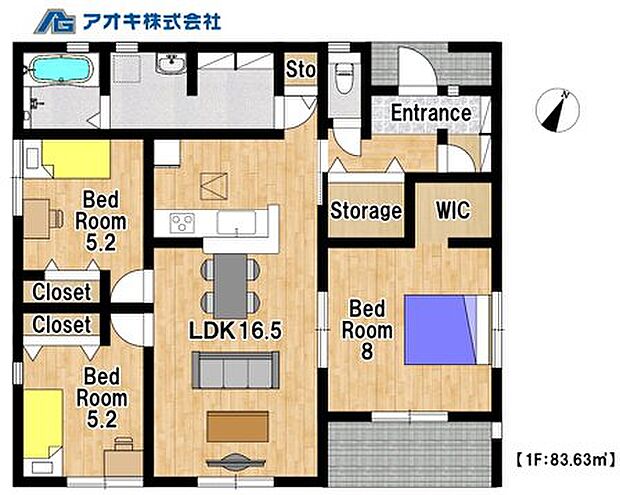 3LDK+WIC 敷地面積:361.35m2、建物面積:83.63m2