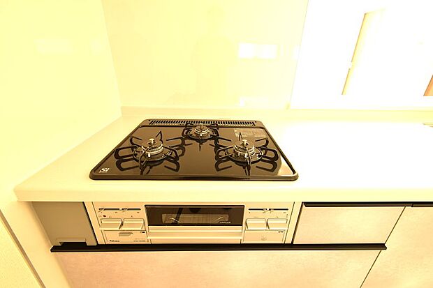 3口ガスコンロ＋グリル＋調味料ストッカー