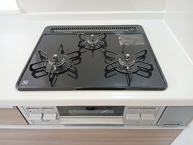 ●3口ガスコンロ+グリル+調味料ストッカー