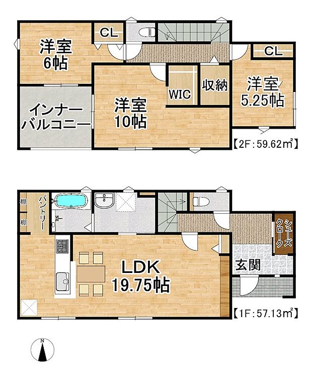4SLDK＋WIC　敷地面積：258.64m2、建物面積：116.75m2