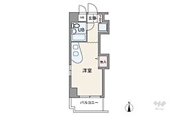 グランデール蒲生 ワンルームの間取り