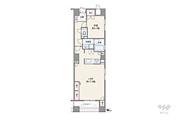 セザール夕陽丘 1LDKの間取図画像