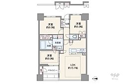 リバーガーデン四天王寺 3LDKの間取図画像