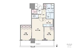 ブランズタワー梅田ノース 2LDKの間取図画像