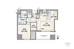 大阪市北区中津1丁目マンション 1LDKの間取図画像