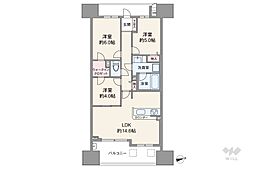 グランスィート天王寺舟橋タワー 3LDKの間取図画像