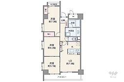 ファミール心斎橋EAST 3LDKの間取図画像