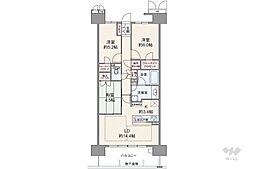 リバーガーデン福島木漏れ日の丘A棟 3LDKの間取図画像