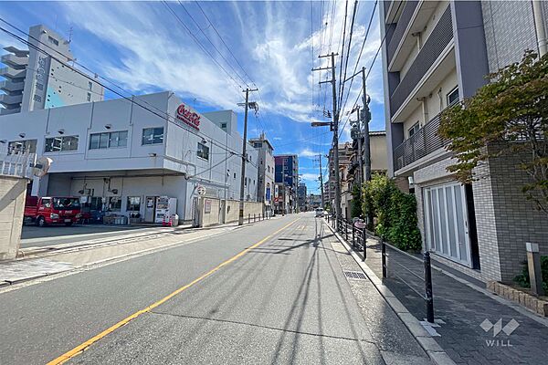 敷地東側の前面道路（北側から）