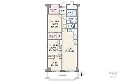 ローレルハイツ北天満2号棟西棟 3SLDKの間取図画像
