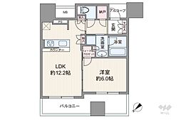 シエリアタワー中之島 1LDKの間取図画像