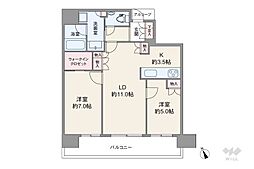 ザ・パークハウス中之島タワー 2LDKの間取図画像