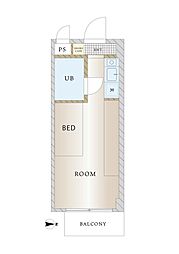 シグマース国立 4D ワンルームの間取り